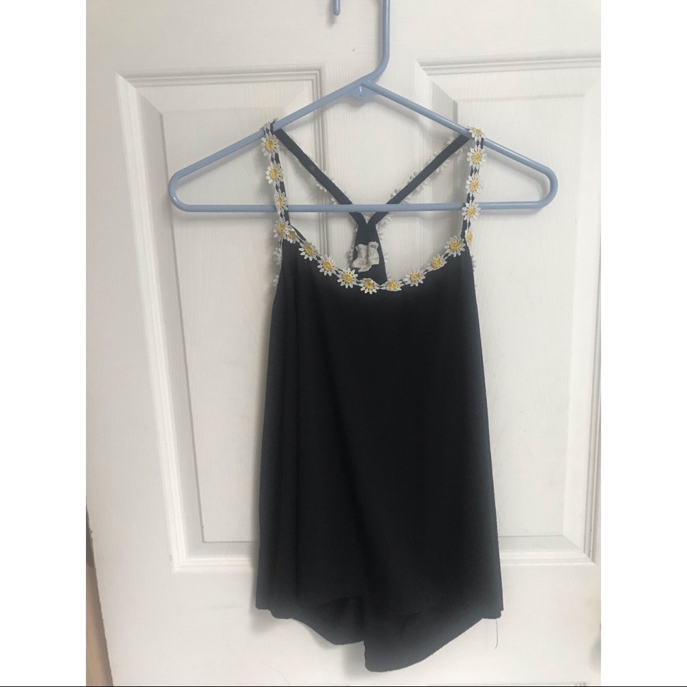 Black daisy tank top